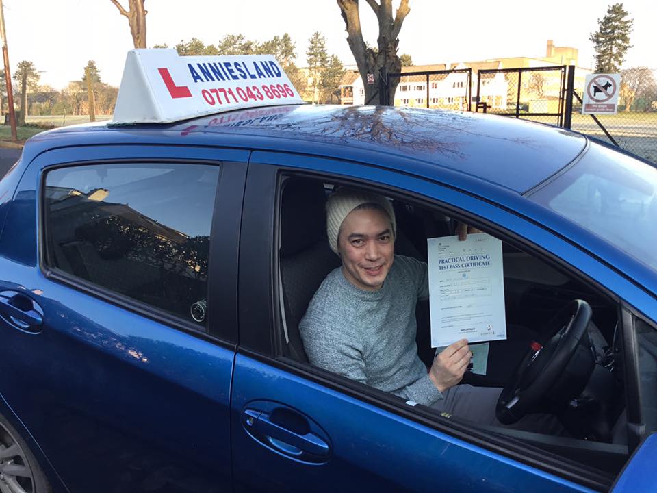 David Wan successfully passed their driving test with Anniesland Driving School