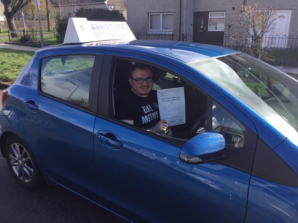 Darren Dolan successfully passed their driving test with Anniesland Driving School