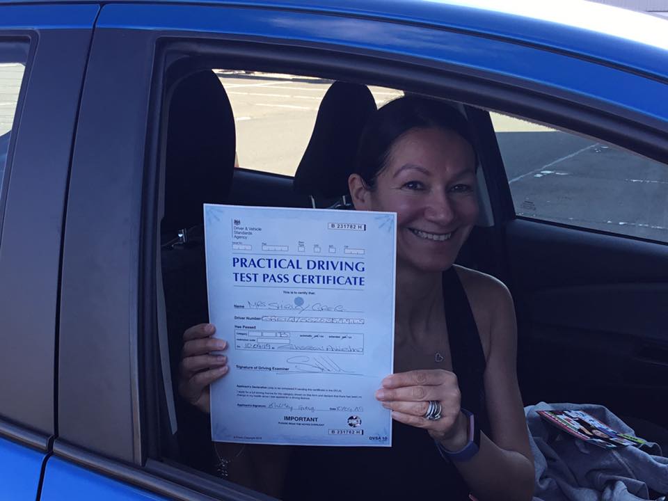 Shirley Greig successfully passed their driving test with Anniesland Driving School