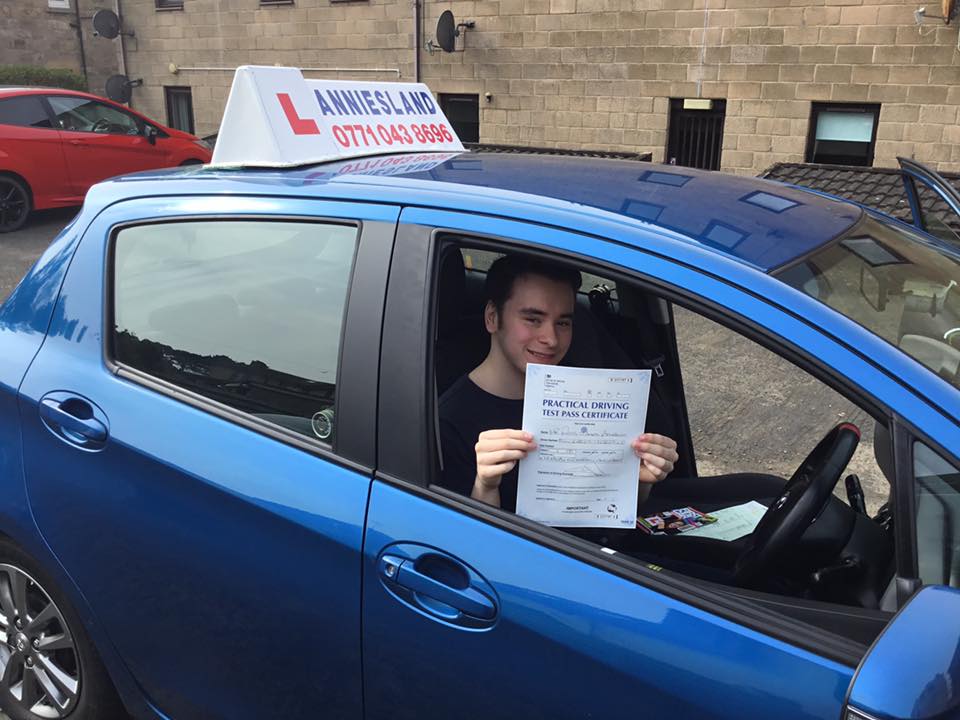 Rhys Bourhill successfully passed their driving test with Anniesland Driving School