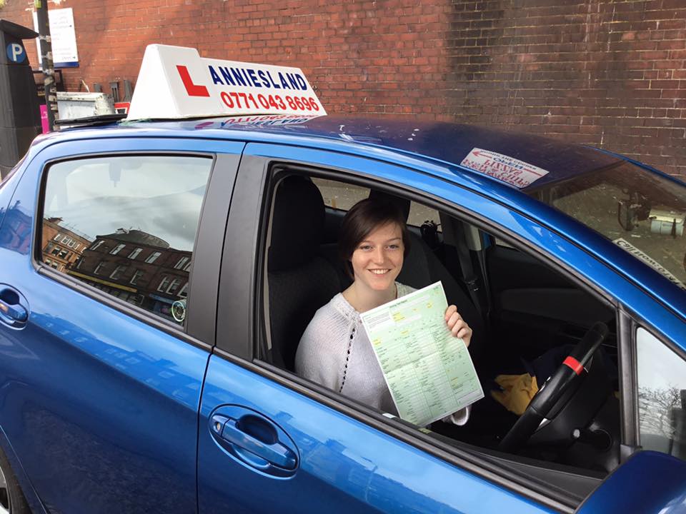 Louise Hackman successfully passed their driving test with Anniesland Driving School
