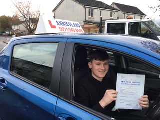 Mathew Ryan successfully passed their driving test with Anniesland Driving School